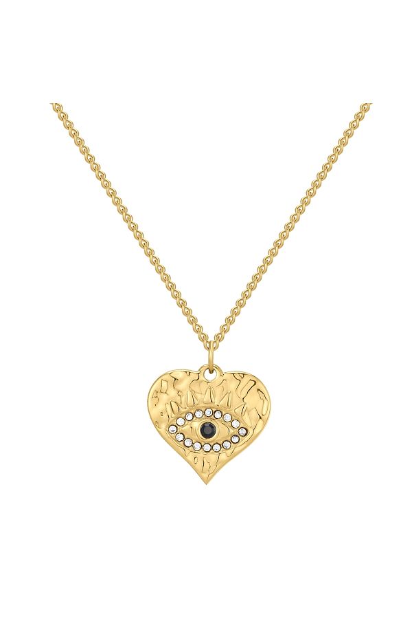 eastside-Edelstahlhalskette Kette Mit Anhänger Edelstahl Gelbgold Zirkonia Weiß Schwarz 1