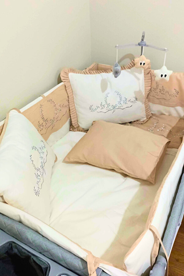 Kista Baby Park Yatak Bebek Uyku Seti Nevresim Takımı 70x110 Silver Kahverengi