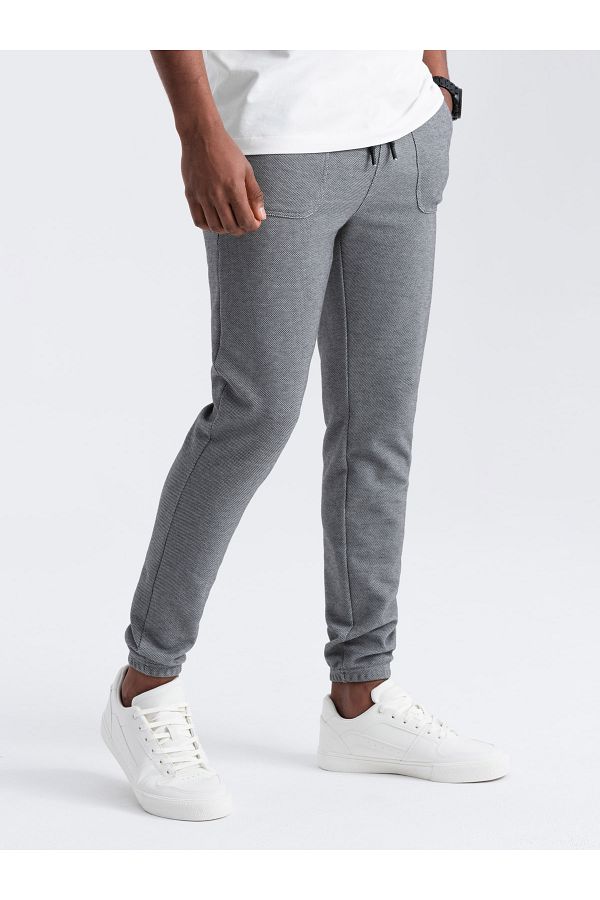 OMBRE-Strukturierte Strick-Jogginghose für Herren - Graphit V5 OM-PASK-0211 XL 1