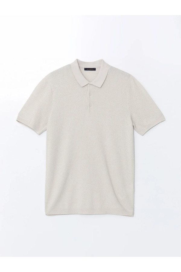 LC Waikiki-Southblue Beige Polo Neck Short Sleeve Men's Knitwear Sweater 1