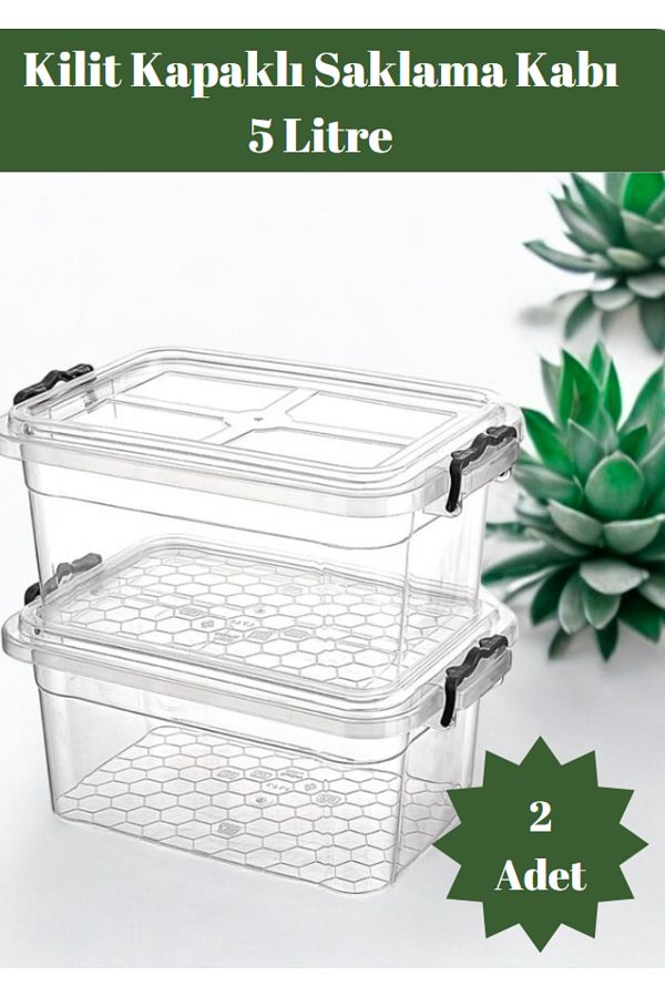 Flash Bazaar-Multi-Purpose Storage Container Box with Lid with Lock Lid 2Pcs 5 Liters 1
