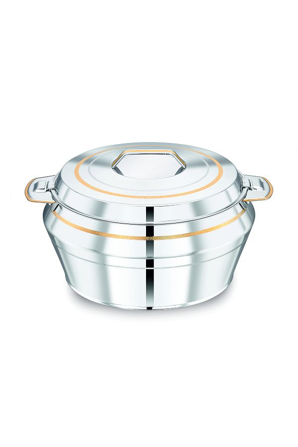Bohara-Stainless Steel Food Container (SHAKEELA) Decorated With Golden Calligraphy, Capacity 7500 ml 1