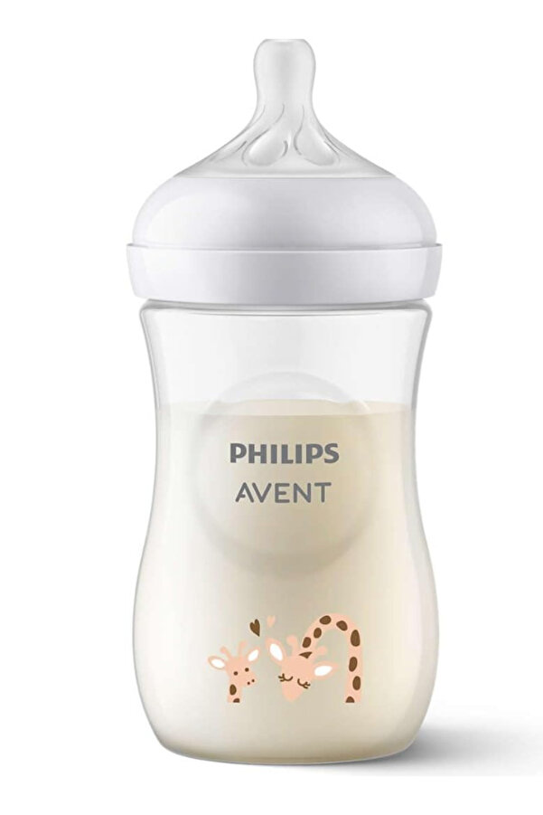 Philips Avent Doğal Tepkili Zürafa Desenli Biberon, PP, 260ml, 3-6 Ay, SCY903/66
