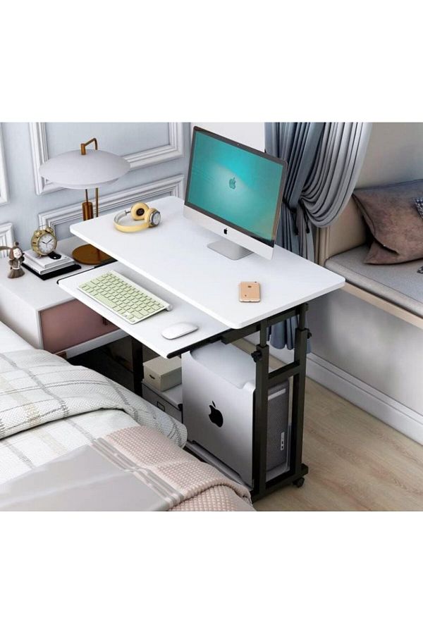 1st-Movable Desktop Computer Table with Keyboard Drawer (80x45) - White 1