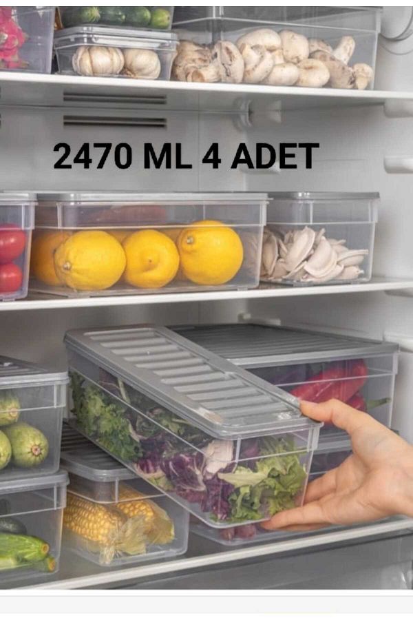 Soft Chef-4 Pcs Clamshell Fridge Organizer Icebox Organizer Fridge Storage Container Organizer Set 1