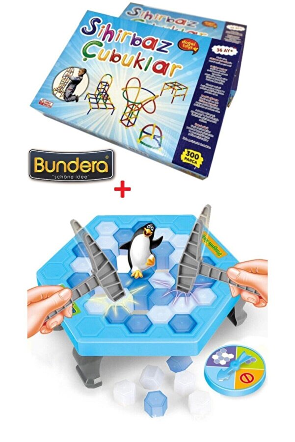 Bundera Penguen Buz Oyunu Buz Kırma Süper Bambu Çubuklar Sihirbaz Çubuklar Xl Süper Ikili Set