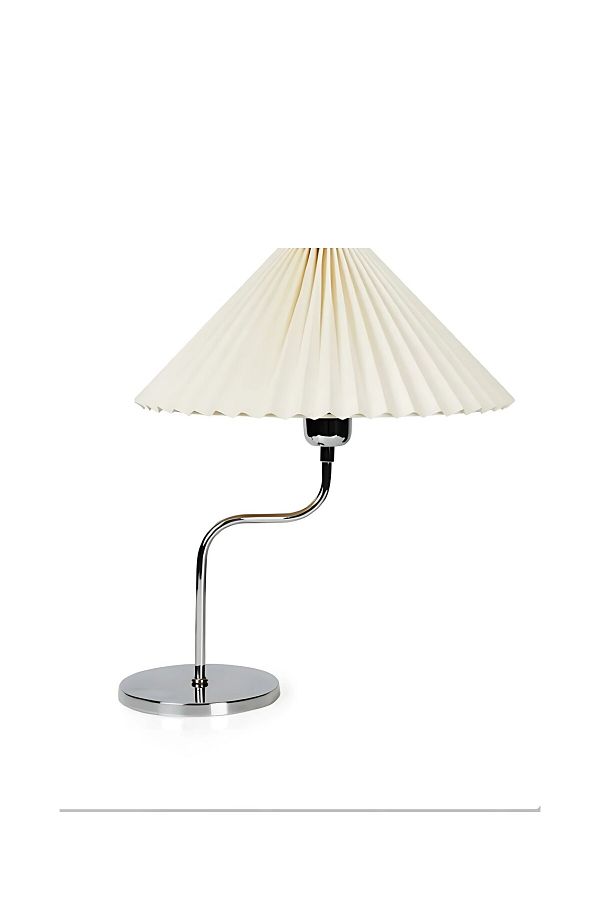 retro home design-Chrome Table Lamp - Cream Hat Design Umbrella Lampshade 1