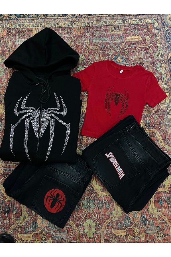Violon-Spider Web and Red Black Spider Web Pants 1