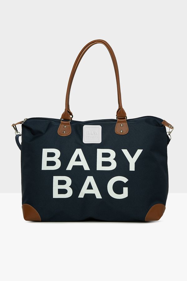 Bagmori-Navy Blue Baby Bag Printed Garnished Mother Baby Bag m 000008582 1