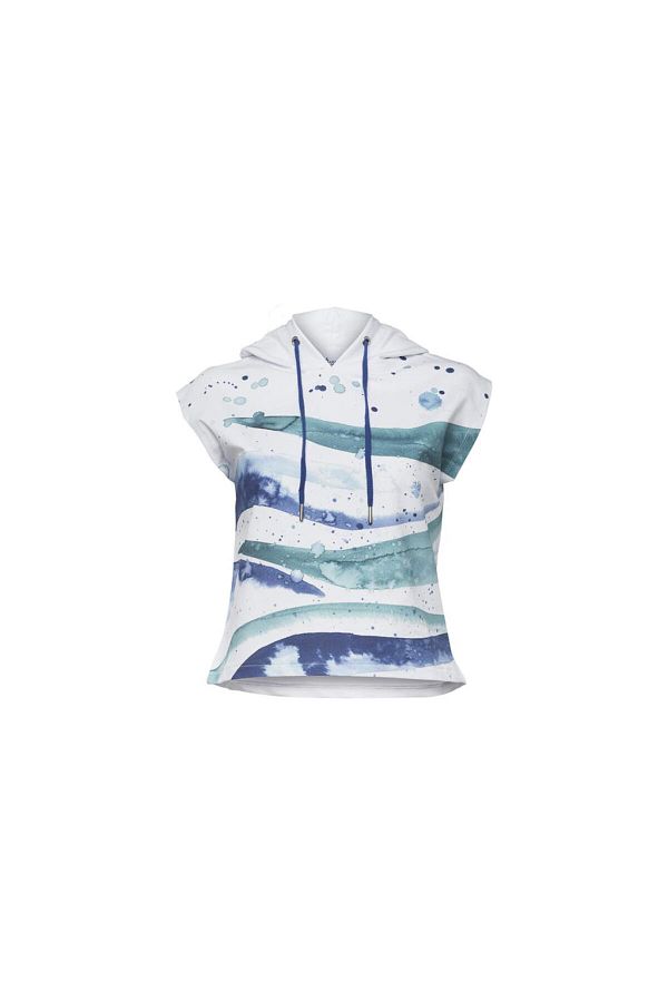 ANEMOSS-Wave Sleeveless Hooded White Women's Sweatshirt 1