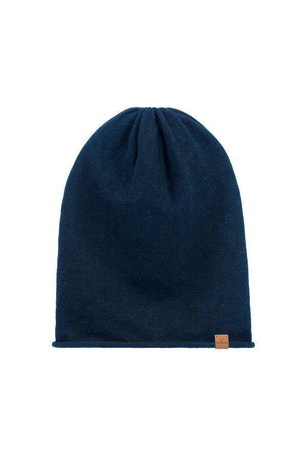 Nordbron-Women's Blue Plain Leather Labeled Soft Beanie Fits Perfectly on Flexible Head Daily Use Ronja Beanie 1