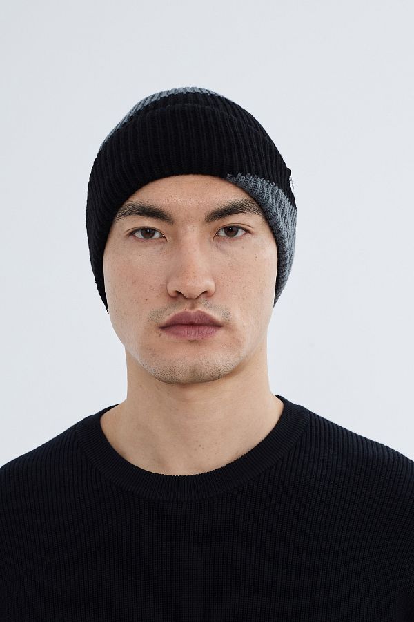 Nordbron-Men's Anthracite Block Print Soft Knitwear Beret - Stretchy, Double Fold Winter Tause 1