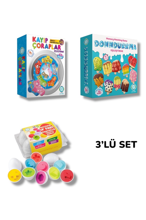 Circle Toys Kayıp Çorap & Dondurma Eşleştirme Ve 6lı Geometrik Yumurta
