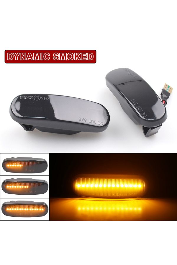 Choice-Dynamic Smoked 2pcs Dynamic Led Turn Signal Side Marker Light Repeater Lamp For Fiat Panda 169 Grand 1