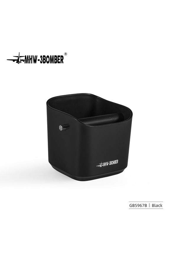 MHW-3BOMBER-Black 1.2l 1.2l Square Coffee Knock Box Anti-slip Pads Knock Box With Removable Knock Ba 1