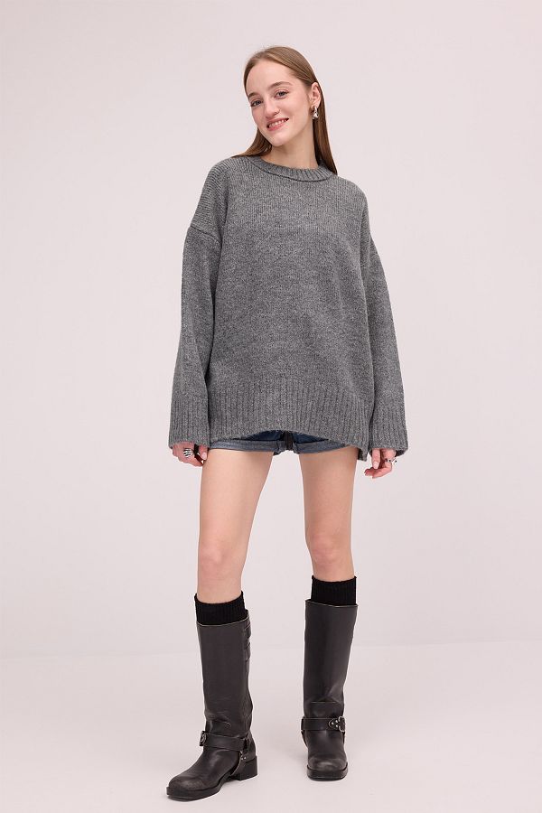 Addax-Crew Neck Basic Knitwear Sweater K2217-C3 1