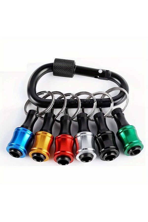 Choice-Red 6pcs/set 1/4" Hexagonal Shank Screwdriver Head Holder Extension Rod Key Chain Adapter Drill Bit 1