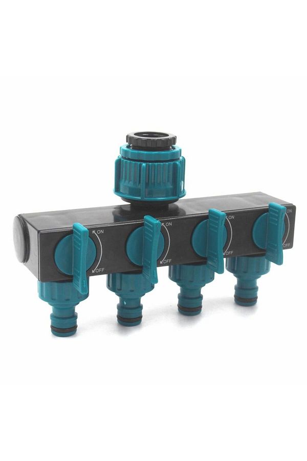 Choice-Green With Black 4-way Water Splitters 1" To 3/4" To 1/2" Thread European Standard Thread Garden Irr 1