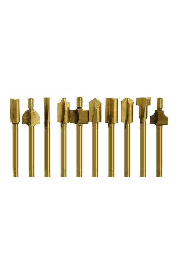 Binoax-10 قطع من بتات التوجيه من التيتانيوم HSS لقطع الخشب وطحنها تناسب مجموعة أدوات دوارة Dremel بقطر 1/8 بوصة و3 مم 1