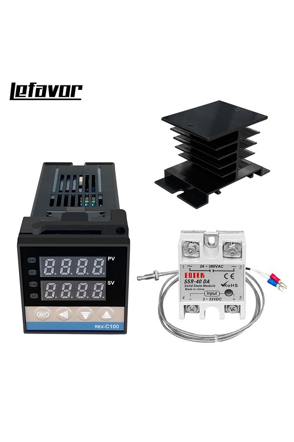 lefavor-C100 Balck Set 2 Rex-c100 Digital Pid Temperature Controller Thermostat Ssr Output Max.40a Ssr Relay 1