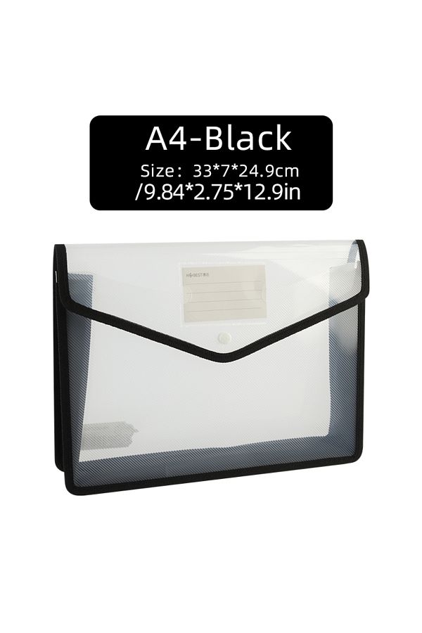 Choice-Black 1pcs Waterproof File Transparent A4 Folder Press Button Plastic Data Document Bag Storage Offi 1