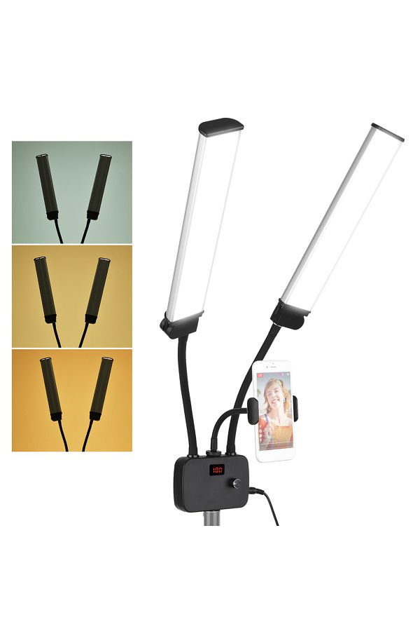 Andoer-Eu Led Fill Light Flexible Double Arms Led Fill Light Bi-color Dimmable Led Video Light 3 Lighting M 1