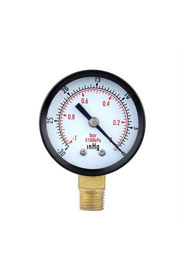 Aideepen-Black Vacuum Manometer Mini Dial Dual Scale Dial Gauge 1/4" Npt -30hg/0ps Vacuum Pressure Meter 2" D 1