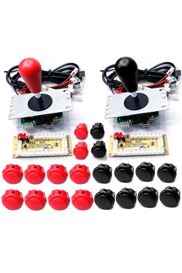 Choice-2p Red Black Copy Sanwa Game Machine Arcade Console Diy Kit 8 Way Joystick Push Buttons For Pc Raspb 1