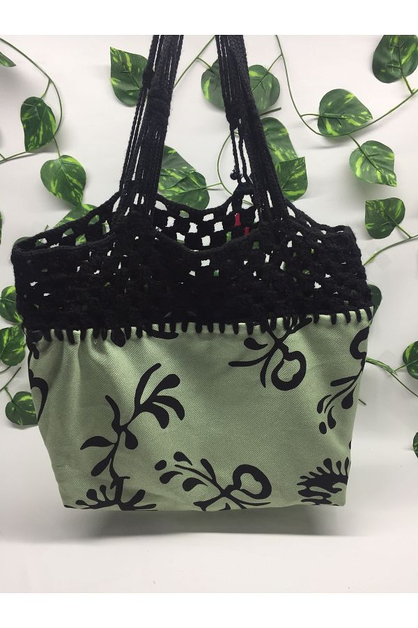 borandtm-Boran Dtm Black&Green Hand Knitted Shoulder Bag 1
