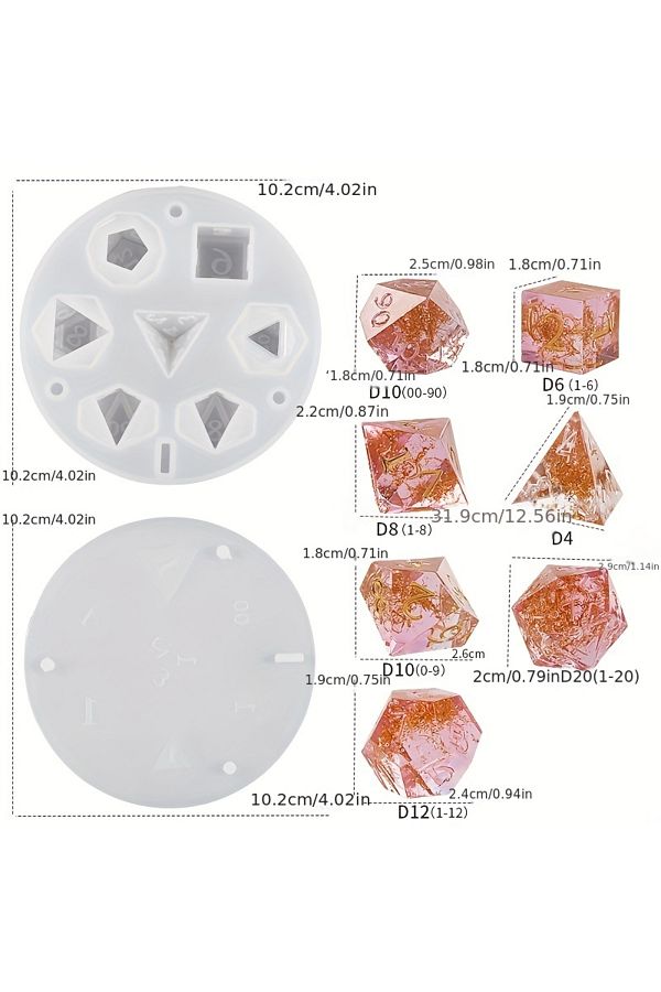 Choice-Dice Mold Diy Dnd Sharp Edge Dice Silicone Mold For 7pcs Resin Dice Mold 1