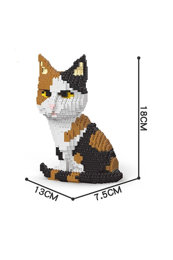Choice-Calico Cat Cute Pet Cat And Dog Shaped Building Blocks, Diy Model Set Creative Construction Play, Co 1