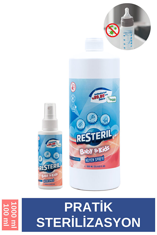 Resteril Okul Dezenfektanı Çocuk Dezenfektan Bebek Dezenfektan Spreyi Emzik Biberon Temizleyici Set