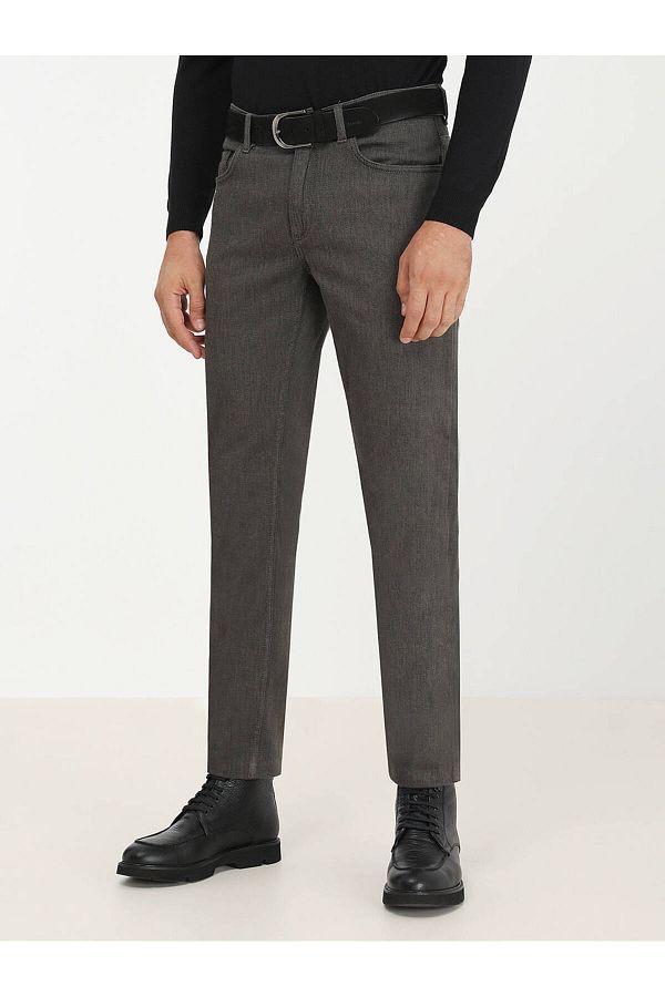 Kip-Khaki Slim Fit Casual Cotton Blend Pants 1