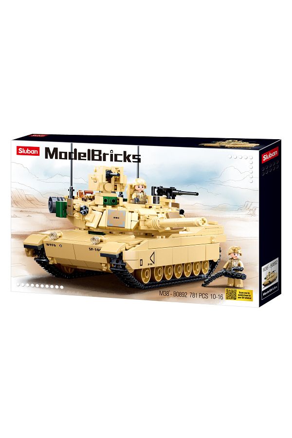 Sluban-Model Bricks Series - Abrams Main Battle Tank Building Blocks With 2 Mini Figurs 1