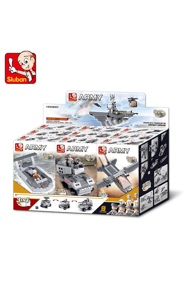 Sluban-Army Series - Aircraft Carrier 9 Into 1 Building Block with Mini Figures 1