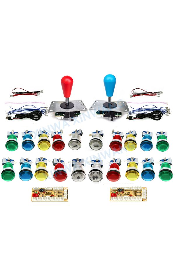 Choice-Multi Diy Arcade Game Kit 2 Players Set Light Push Button American Style Joystick Usb Encoder Cables 1