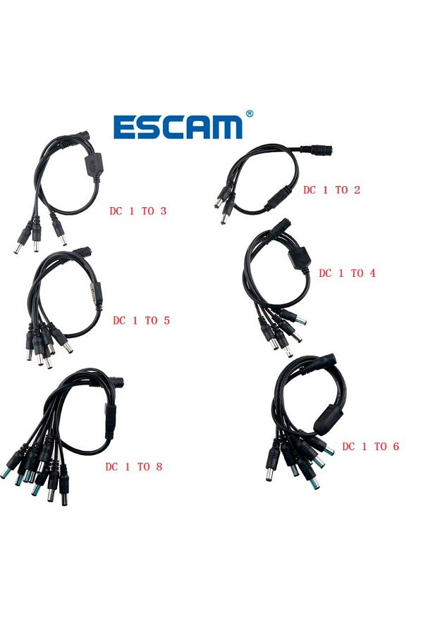 Choice-1TO4 DC Power Jack 5.5x2.1mm DC Power Cable 1 Female to 2,3,4,5,6,8 Male Plug Splitter Adapter for S 1