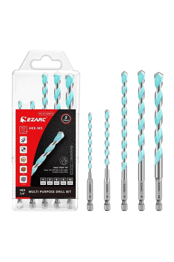 Choice-Hexagonal Handle 5pc Drill Bit Metric Ezarc 5pcs Carbide Drill Bit Set Metric / Sae Multi-purpose He 1