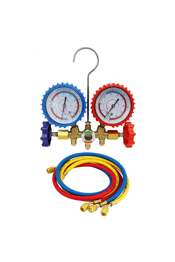 mythtiger-Set 2 R134a Air Conditioning Pressure Gauge With Hose And Hook 3 Way Ac Diagnostic Manifold Gauge Se 1