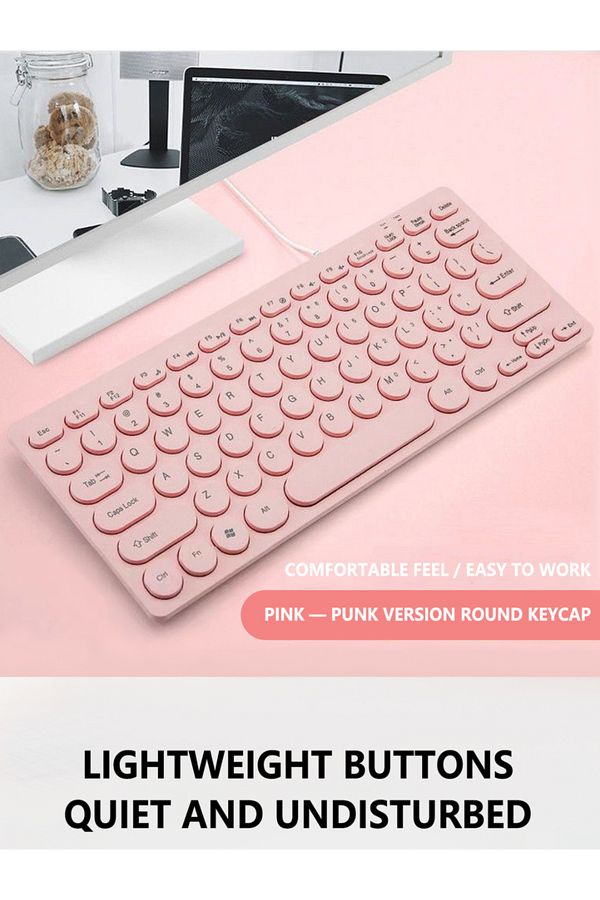 Choice-Pink Laptop Keyboard, Usb Interface, Desktop Computer Office Mute Wired Mini Keyboard 1