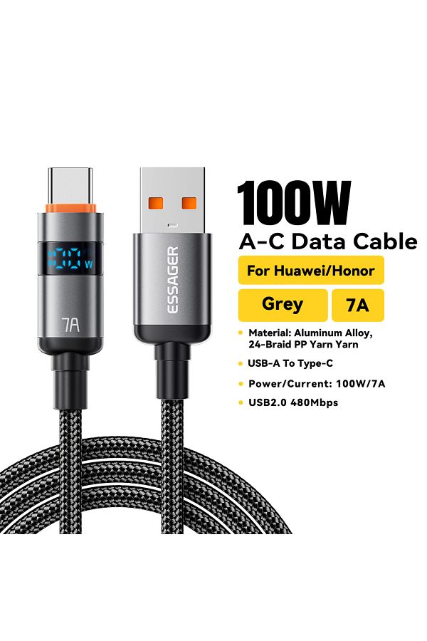 Choice-2m 100w A-c Gray Essager 100w Type C To Type C Cable 5a Pd Fast Charging Usb C To Usb C Display Cabl 1