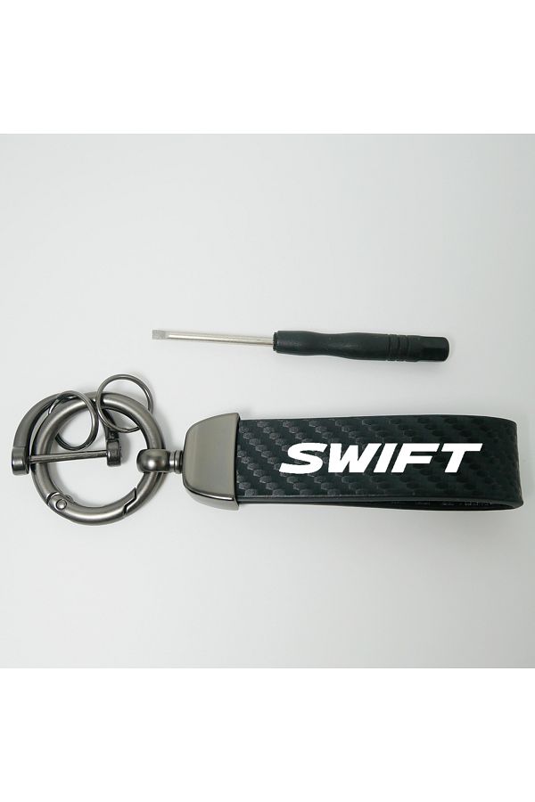 Choice-Swift Carbon Leather Car Keychain Chain Key Rings Degree Rotating Horseshoe Rings For Suzuki Swift C 1