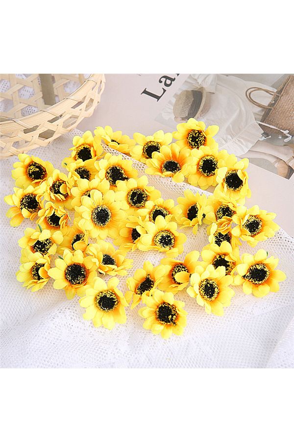 Choice-4cm Sunflowers 10pcs Beautiful Silk Sunflower Artificial Flowers Head For Home Decor Diy Wedding De 1