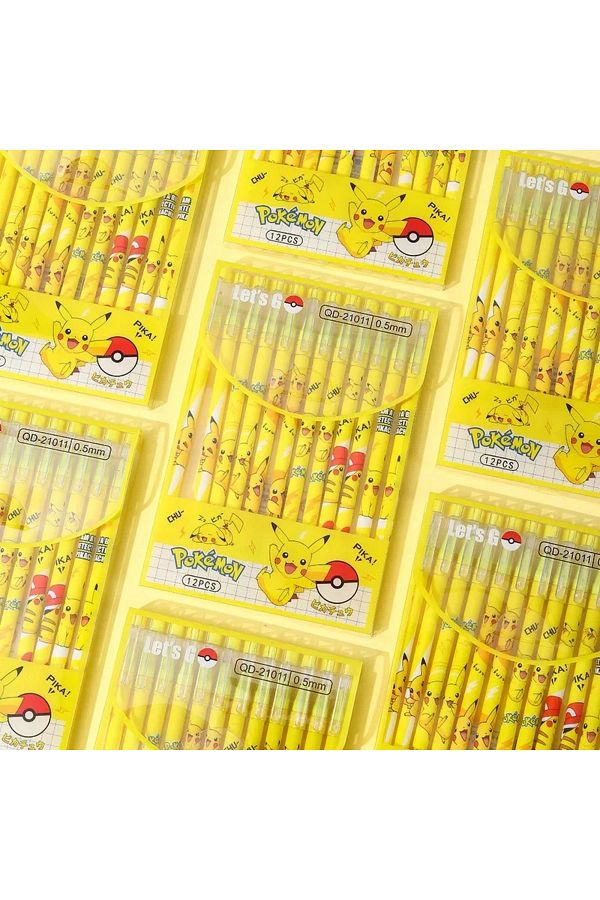 Choice-12pcs 12pcs Anime Pokemon Pikachu 0.5mm Erasable Gel Pen Stationery Pens Children School Student Sup 1