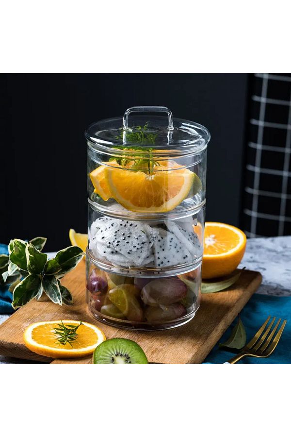 morponi-Borosilicate Glass 3-Layer Storage Container & Dragee 1