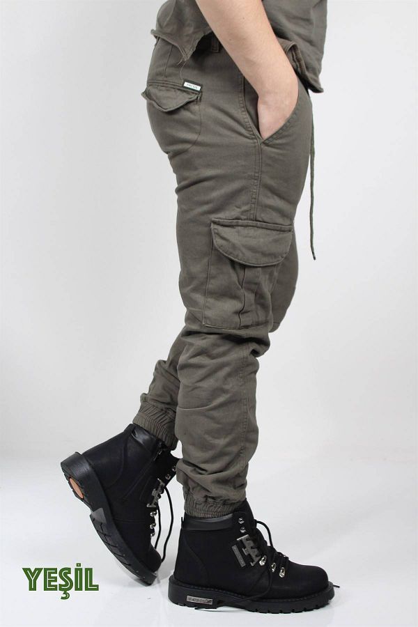 Oksit-1569 Lycra Men's Cargo Pants with Elastic Waist and Legs 1