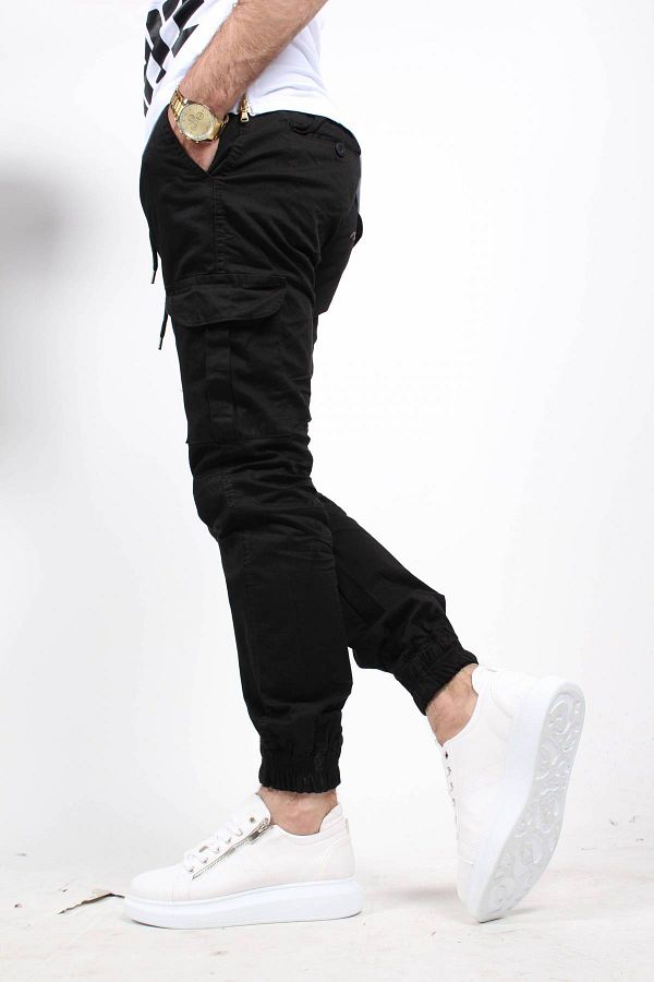 Oksit-1569 Lycra Men's Cargo Pants with Elastic Waist and Legs 1