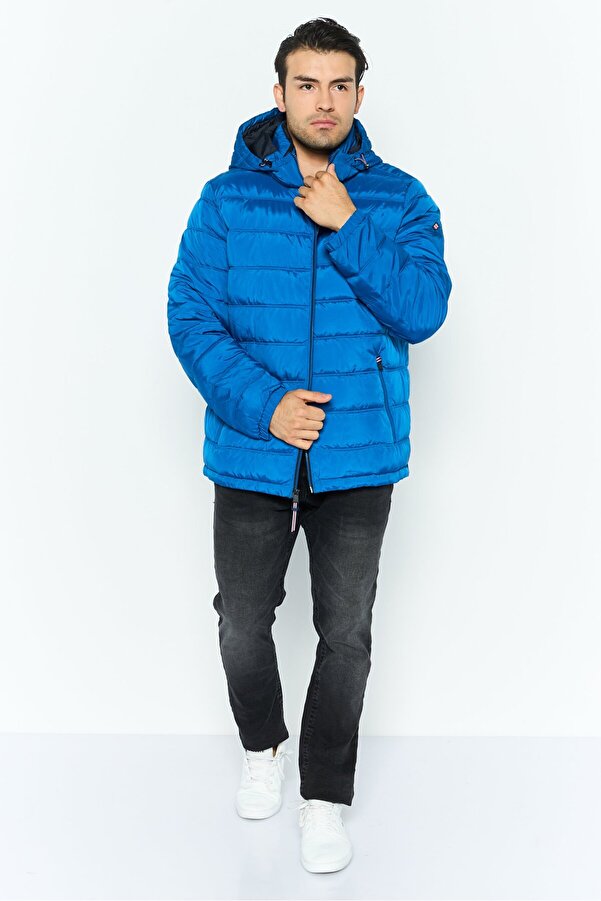 London Fog Men Quilted Puffer Jacket, Blue- Trendyol