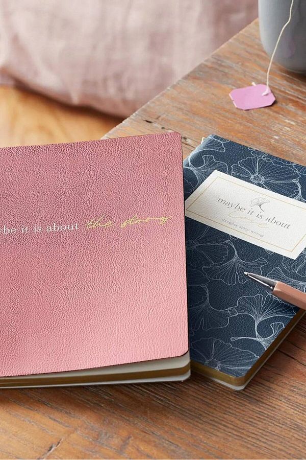 Tchibo-Set of 2 Notebook, Navy and Mauve 1