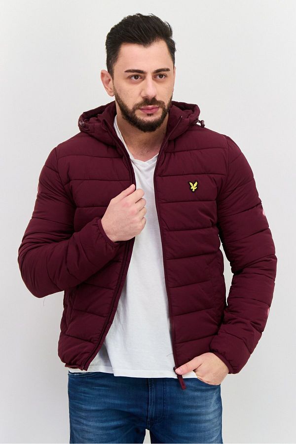 Lyle & Scott-Men Quilted Puffer Jacket, Burgundy 1